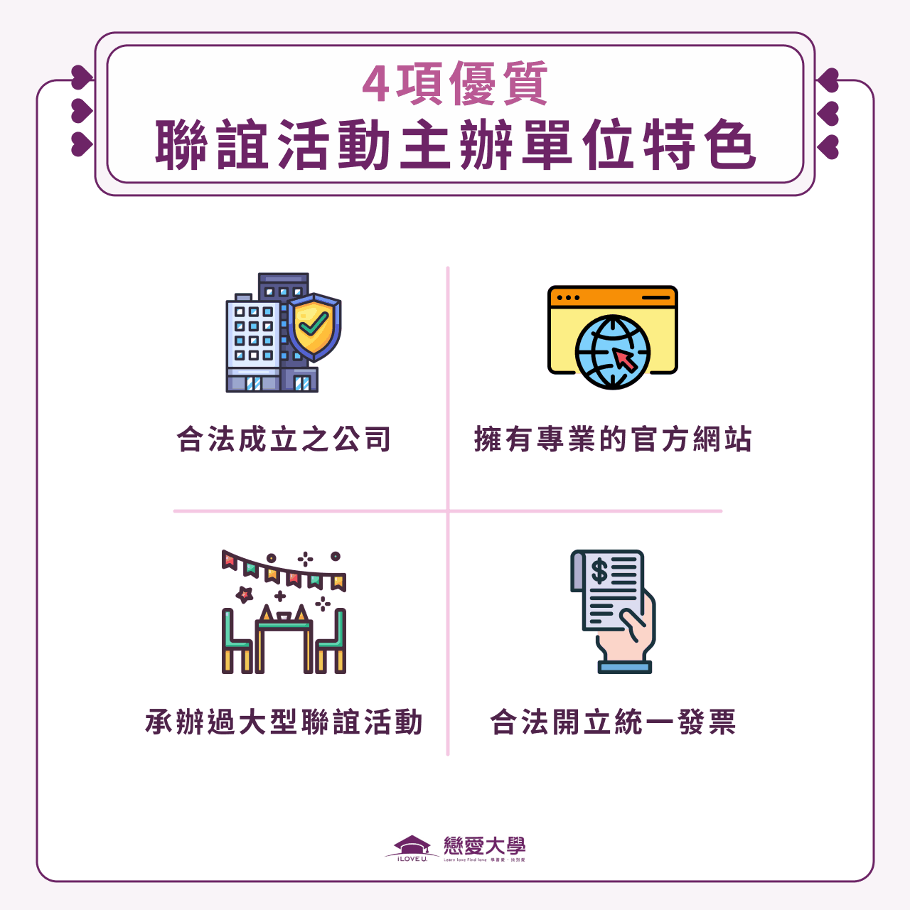 4項優質聯誼活動主辦單位特色